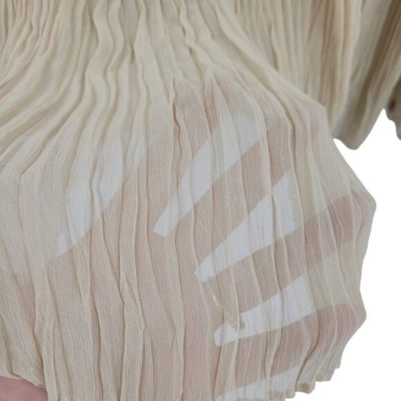 Vintage 80's Liz Sport Maxi Skirt S Beige Tan Crinkle Pleated Full Elastic Waist - Picture 4 of 11